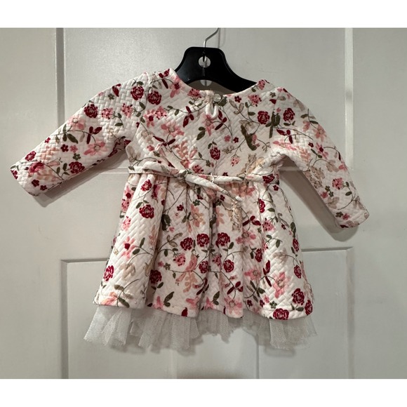 Youngland squiggles Baby Girls Newborn 3M  Floral Dress Pink Bow Tulle Trim - Picture 7 of 7